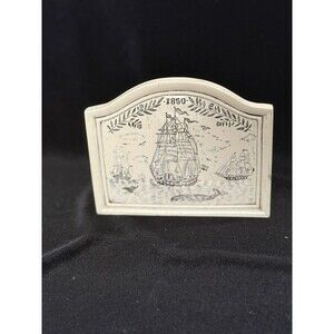 NAPKIN HOLDER BOAT SEA WHALE SCRIMSHAW STYLE LETTER DESK NAUTICAL SAILING